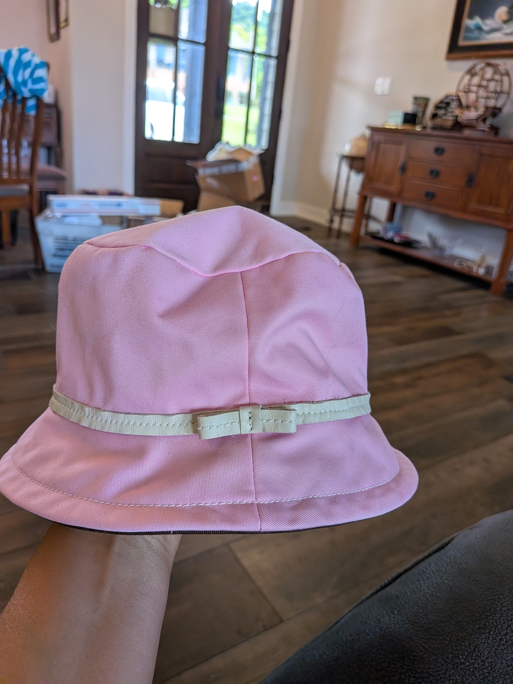 Coach Vintage Pink Bucket Hat With Leather Trim